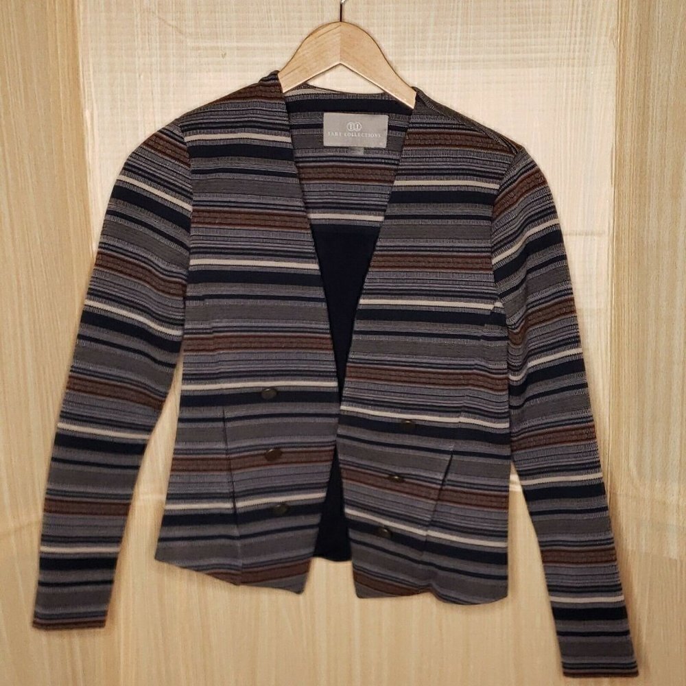Tart Collection Womens Navy Striped Blazer XS